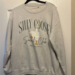 Simply Southern Light Gray Silly Goose Sweater